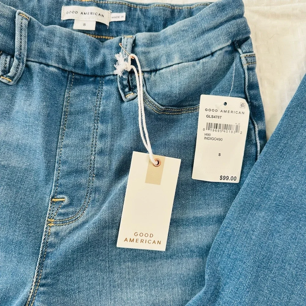 Good American Indigo 490 Pullon Straight Leg Stretch Jeans - Picture 7 of 14